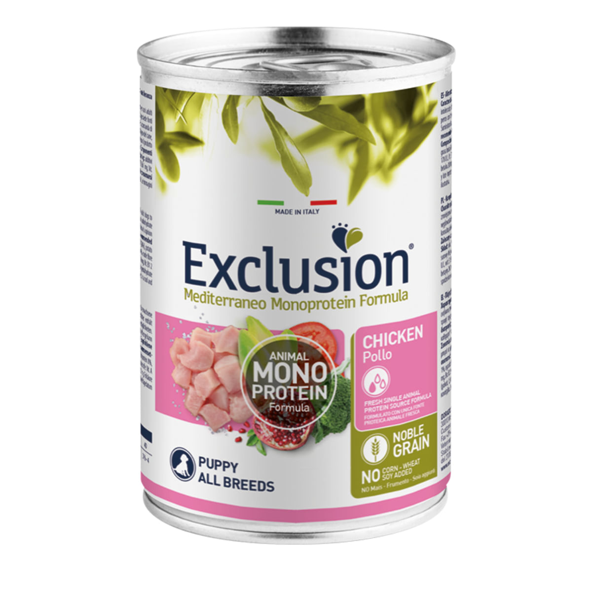 EXCLUSION Mediterraneo Monoprotein Formula Puppy, XS-XL, Pui, conservă hrană umedă monoproteică câini junior, (pate), 400g - poza 1