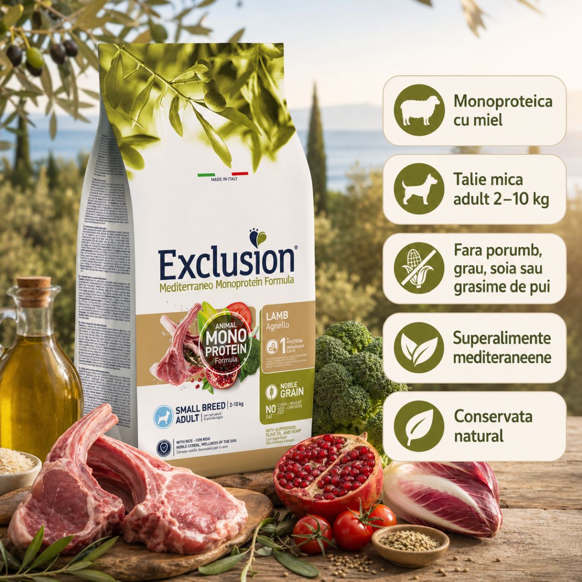 EXCLUSION Mediterraneo Monoprotein Formula Small Breed, XS-S, Miel și Orez, hrană uscată monoproteică câini, 7kg - poza 5