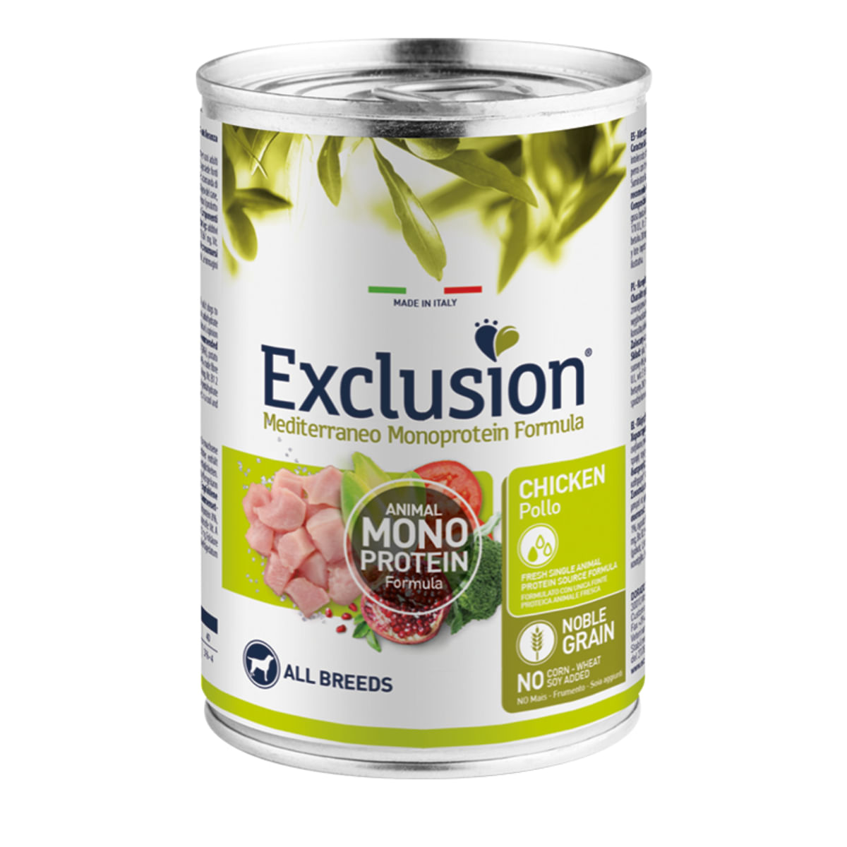 EXCLUSION Mediterraneo Monoprotein Formula, XS-XL, Pui, conservă hrană umedă monoproteică câini, (pate), 400g - poza 1