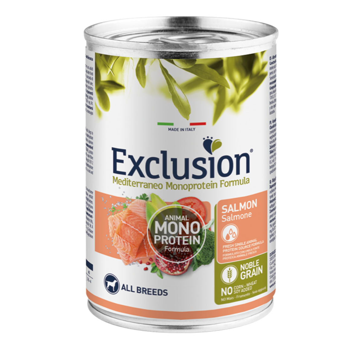 EXCLUSION Mediterraneo Monoprotein Formula, XS-XL, Somon, conservă hrană umedă monoproteică câini, (pate), 400g - poza 2