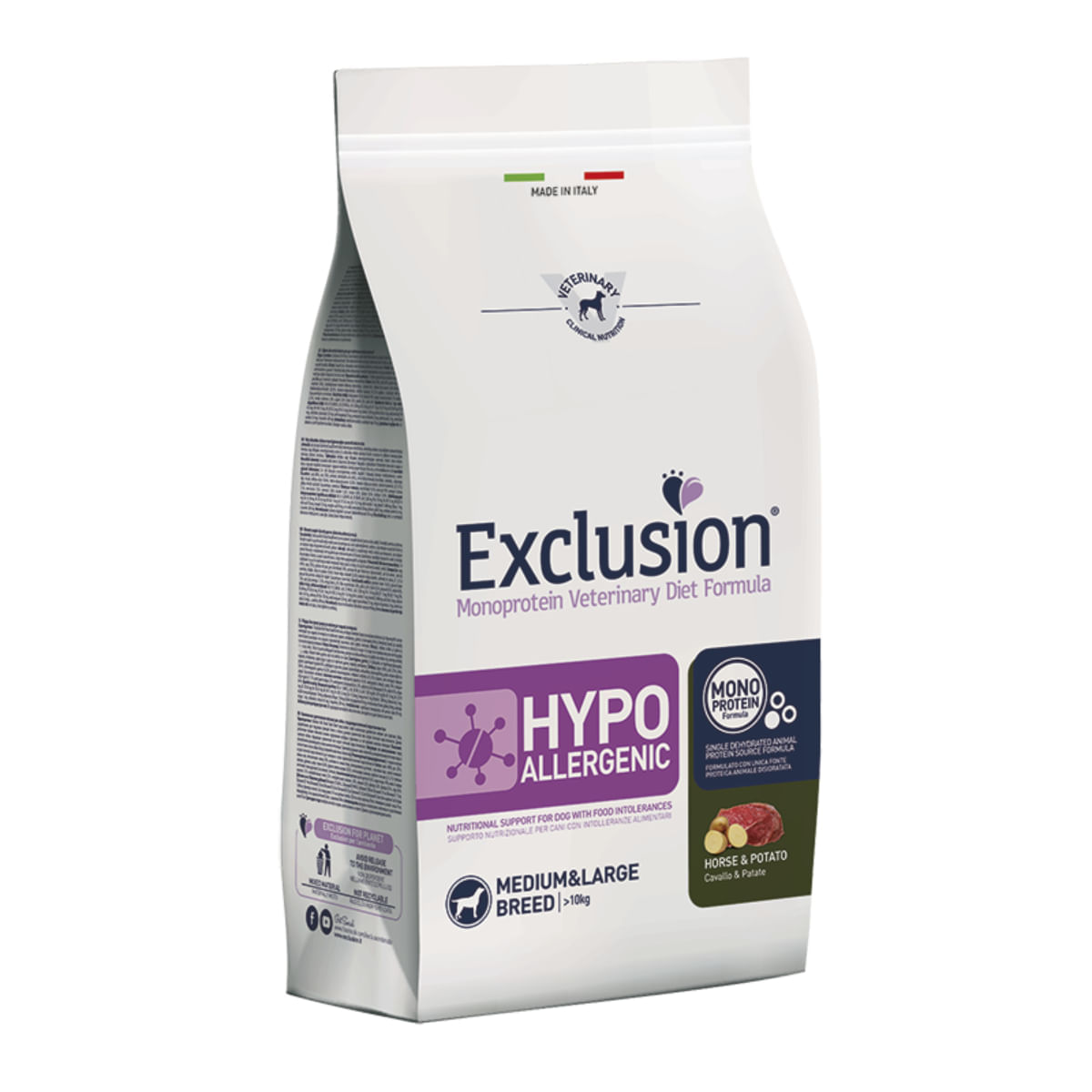 EXCLUSION Monoprotein VD Hypoallergenic Medium&Large, M-XL, Cal și Cartofi, dietă veterinară, hrană uscată fără cereale câini, alergii, 12kg - poza 1