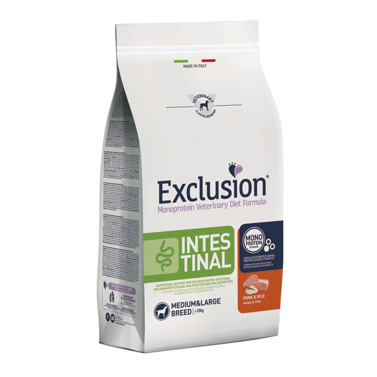 EXCLUSION Monoprotein VD Intestinal Medium&Large M-XL, Porc și Orez, dietă veterinară, hrană uscată câini, sistem digestiv, 2kg - poza 1