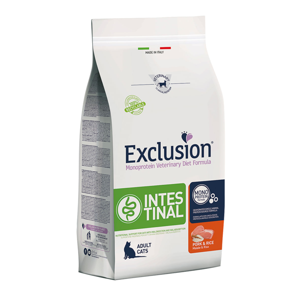 EXCLUSION Monoprotein VD Intestinal, Porc și Orez, dietă veterinară, hrană uscată pisici, sistem digestiv, 1.5kg - poza 2