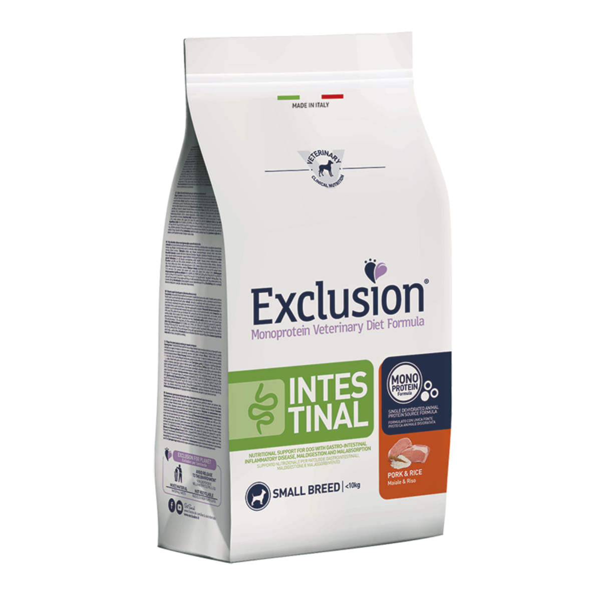 EXCLUSION Monoprotein VD Intestinal Small, XS-S, Porc și Orez, dietă veterinară, hrană uscată câini, sistem digestiv, 7kg - poza 1