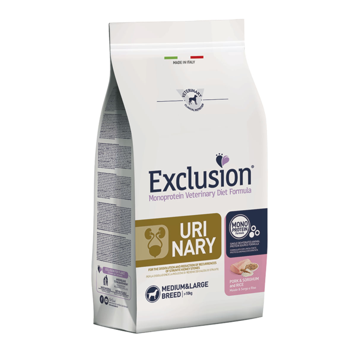 EXCLUSION Monoprotein Veterinary Diet Formula Urinary, M-XL, Porc, dietă veterinară, hrană uscată monoproteică câini, sistem urinar, 12kg - poza 1