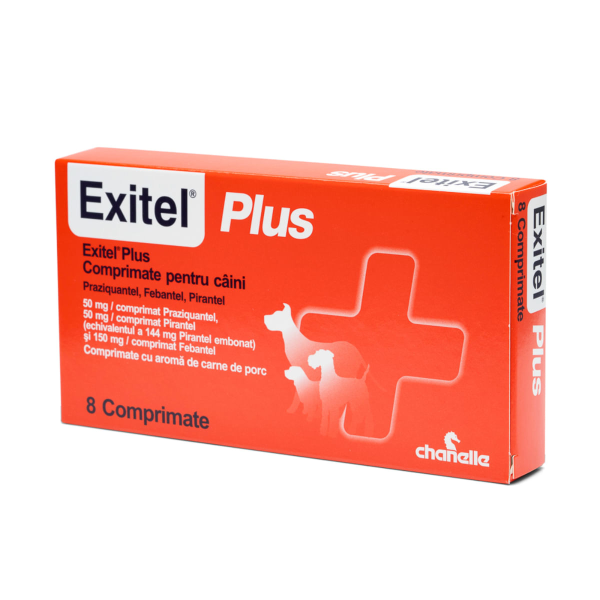EXITEL Plus 50/144/150mg, deparazitare internă câini, XS-M, comprimate, Porc, 8buc - poza 1