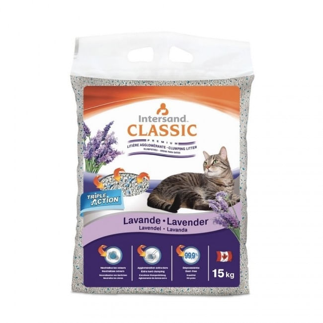 EXTREME CLASSIC Intersand, Lavanda, așternut igienic pisici, granule, bentonită, aglomerant, fără praf, 14kg - poza 2