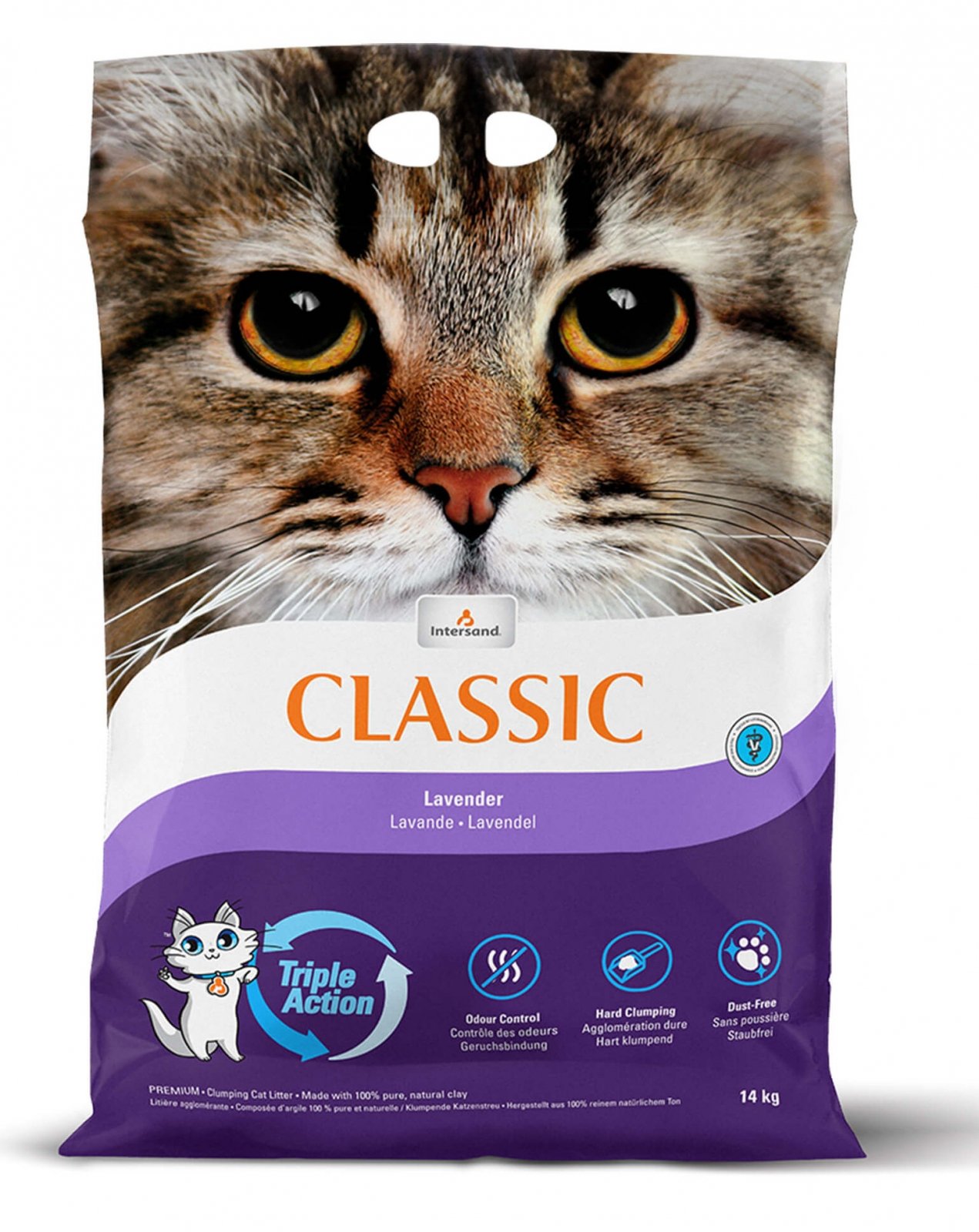 EXTREME CLASSIC Intersand, Lavanda, așternut igienic pisici, granule, bentonită, aglomerant, fără praf, 14kg - poza 3