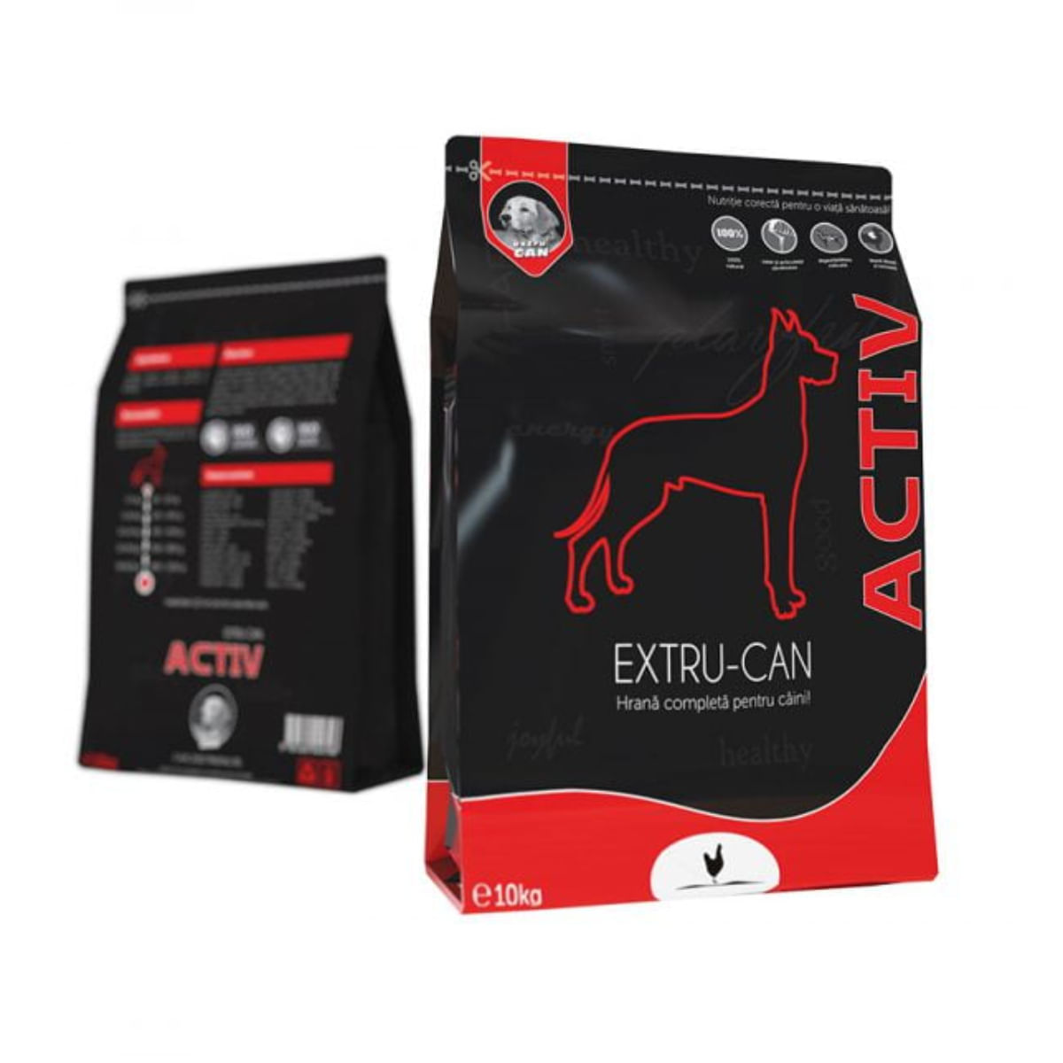 EXTRU-CAN Activ, XS-XL, Pui, hrană uscată câini, activitate intensă, 10kg - poza 2