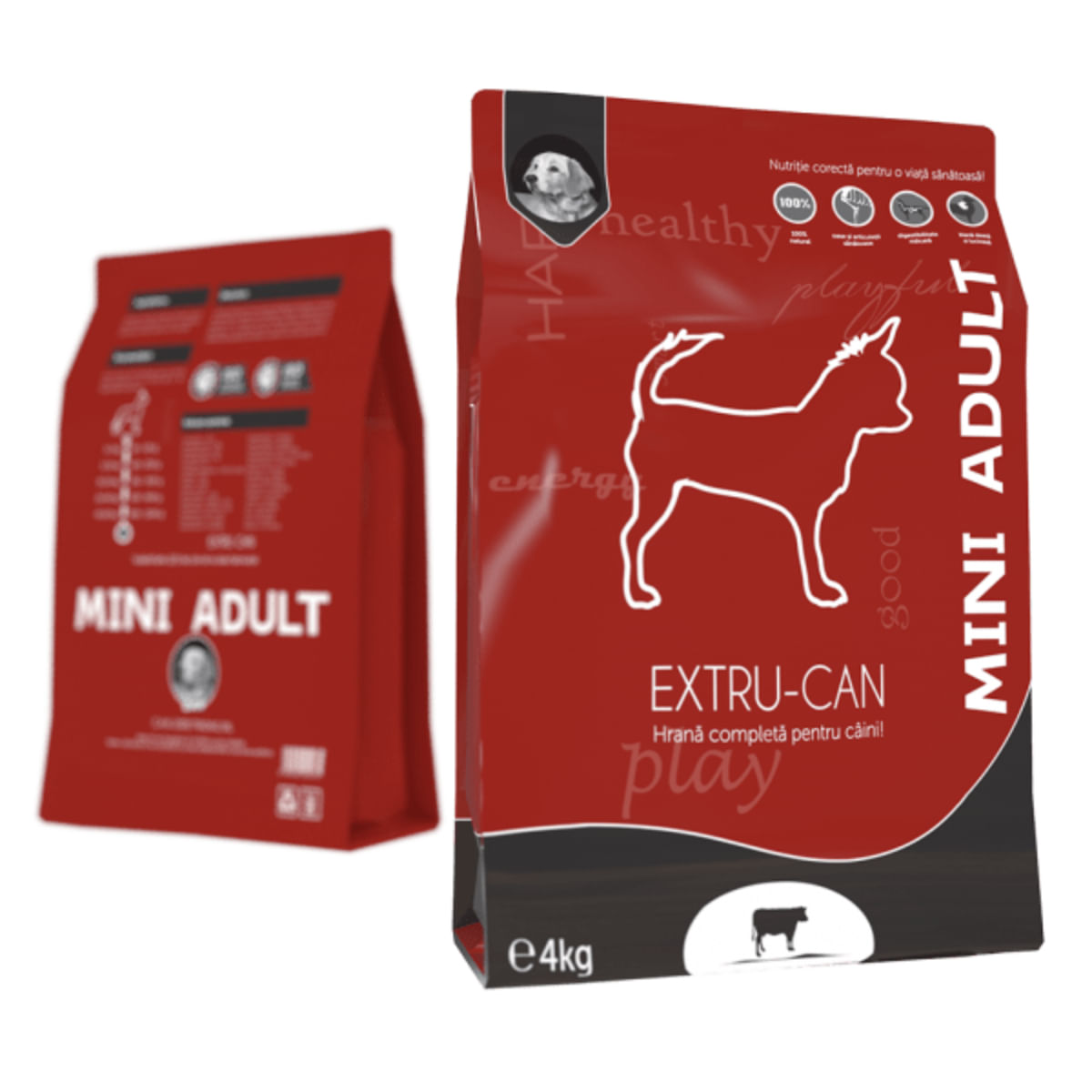 EXTRU-CAN Mini Adult, XS-S, Vită, hrană uscată câini, 4kg - poza 2