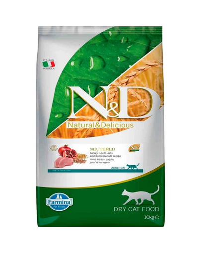 FARMINA N&D Ancestral Adult Cat Neutered 10 kg Hrana pisici sterilizate, curcan, spelta, ovaz si rodie