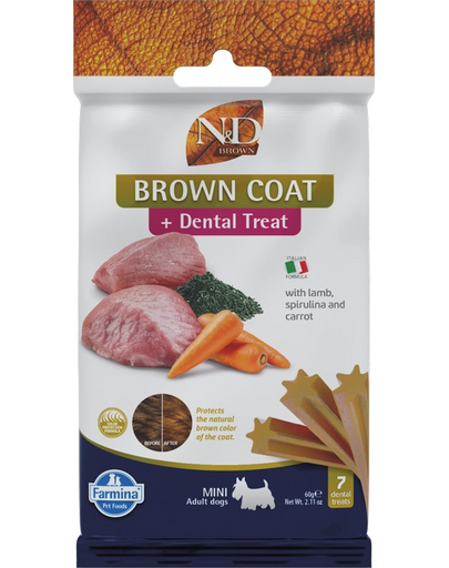FARMINA N&D Brown Dental Treat Coat Lamb Mini 60 g gustare dentara caini de rase mici, cu miel