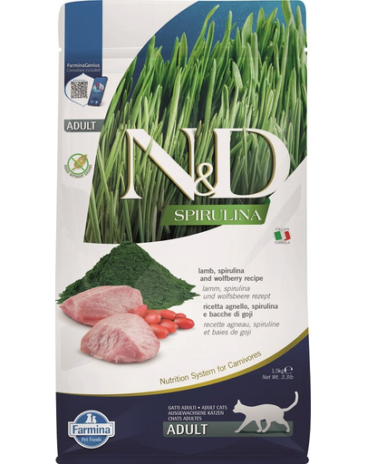 FARMINA N&amp;D Spirulina Cat Adult Lamb &amp; Wolfberry 1,5 kg Hrana uscata pisici, cu miel si spirulina