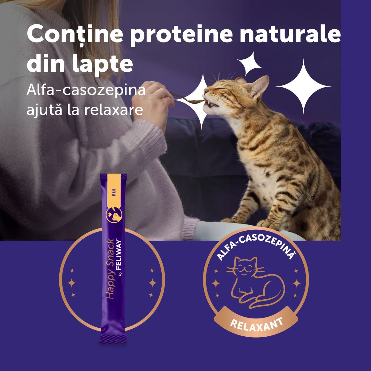 FELIWAY Happy Snack, Pui, plic recompense funcționale pisici, sistem nervos & calmante, (topping), 15g x 6buc - poza 4