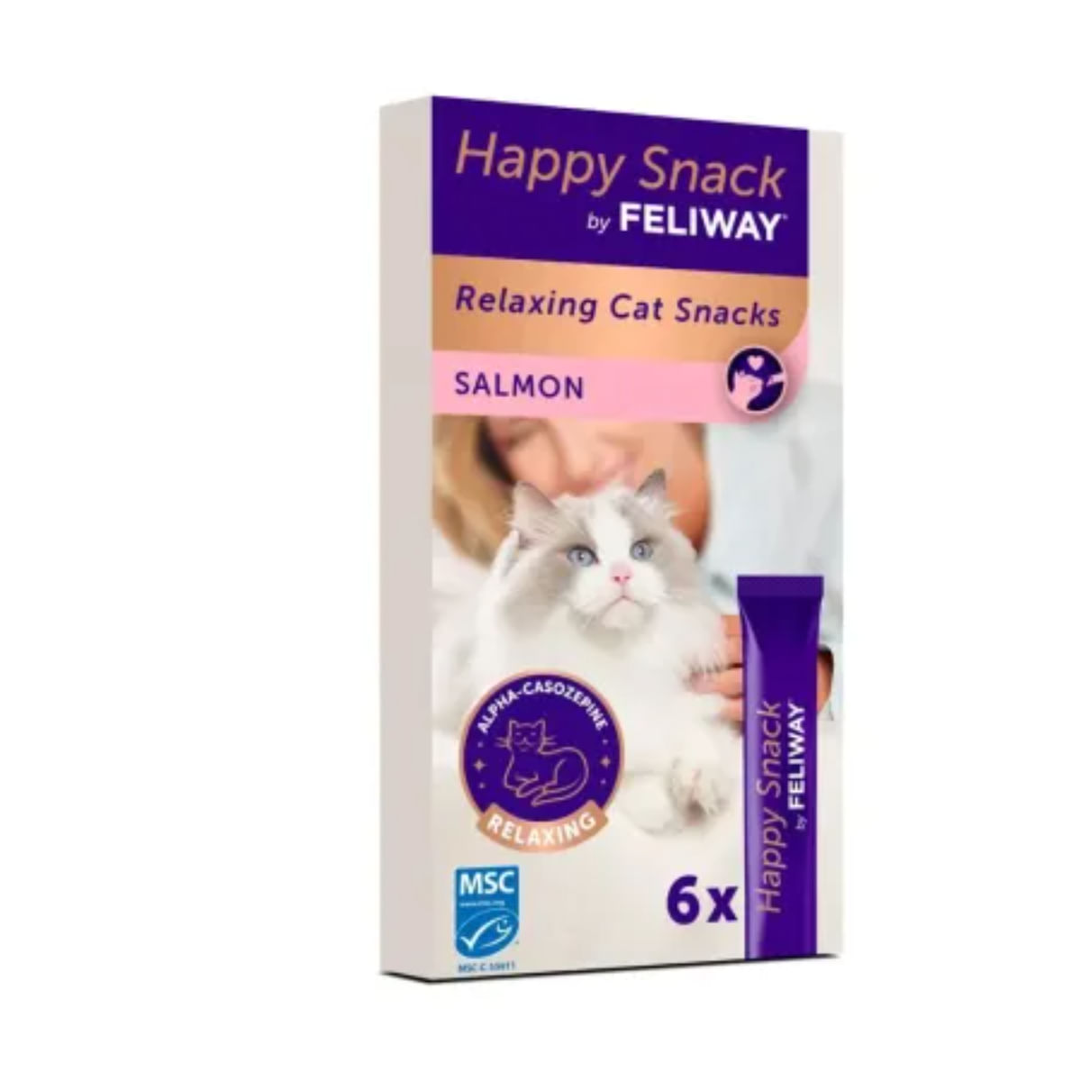FELIWAY Happy Snack, Somon, plic recompense funcționale pisici, sistem nervos & calmante, (topping), 15g x 6buc - poza 2