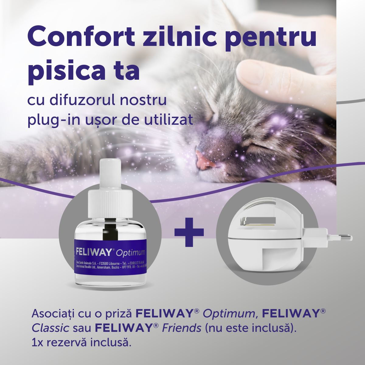 FELIWAY Optimum Rezervă diffuser, feromoni, sistem nervos & calmante pisici, 48ml - poza 4