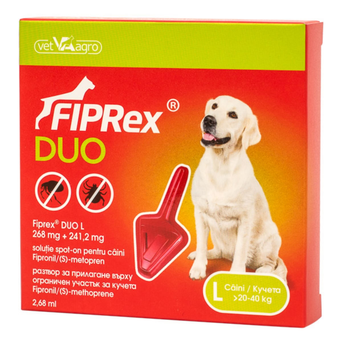 FIPREX Duo, deparazitare externă câini, pipetă repelentă, L(20 - 40kg), 1buc - poza 1