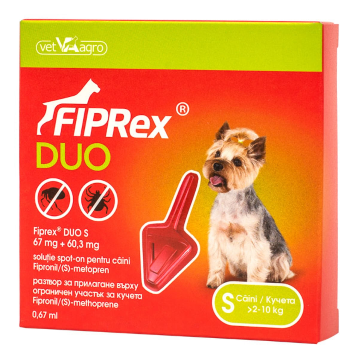FIPREX Duo, deparazitare externă câini, pipetă repelentă, S(2 - 10kg), 1buc - poza 2