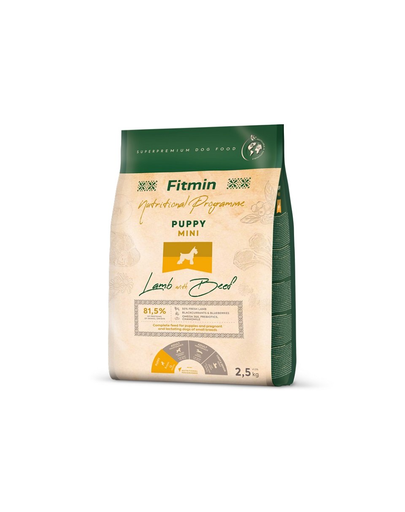 FITMIN Dog Mini Puppy Lamb&amp;Beef 2,5 kg Hrana uscata catei talie mica, cu miel si vita