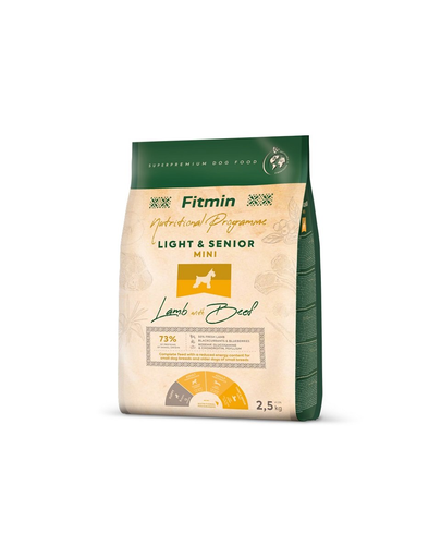FITMIN Dog Nutritional Programme Mini Light Senior Lamb&Beef 2,5 kg Hrana uscata caini seniori de talie mica, cu miel si vita