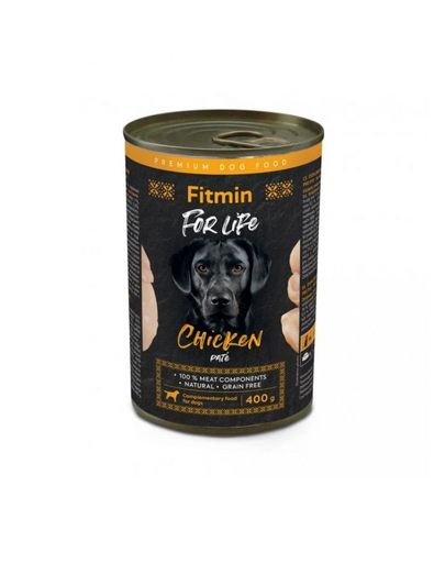 FITMIN For Life pate pentru câini cu pui 400 g hrană naturală fără cereale