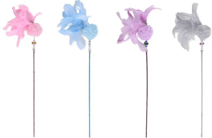 FLAMINGO Jucărie pentru pisici, Undiţă, cu minge din pluş, cu pene, 53cm