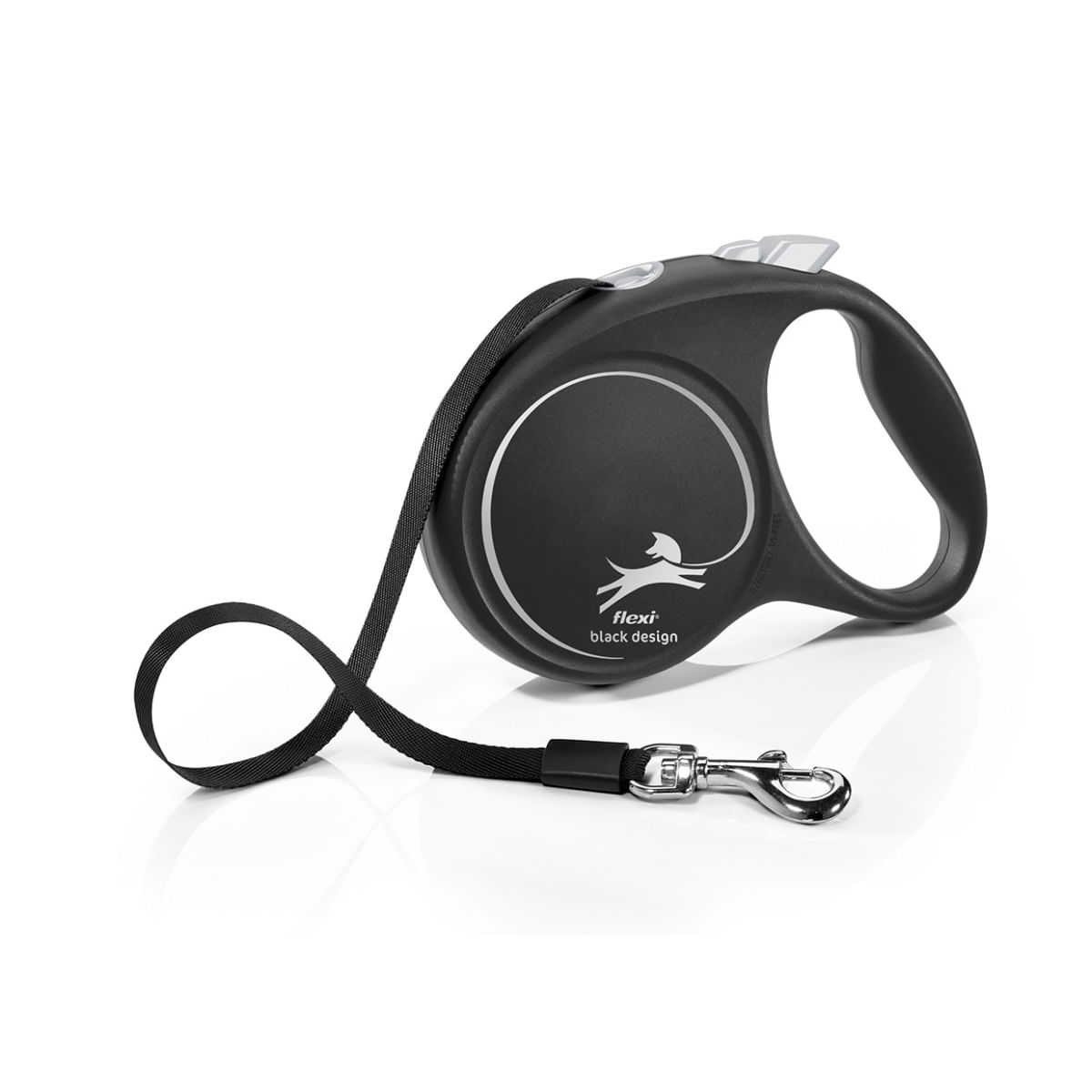FLEXI Black Design, lesă bandă retractabilă câini, nylon, argintiu, L(50kg, 5m) - poza 1