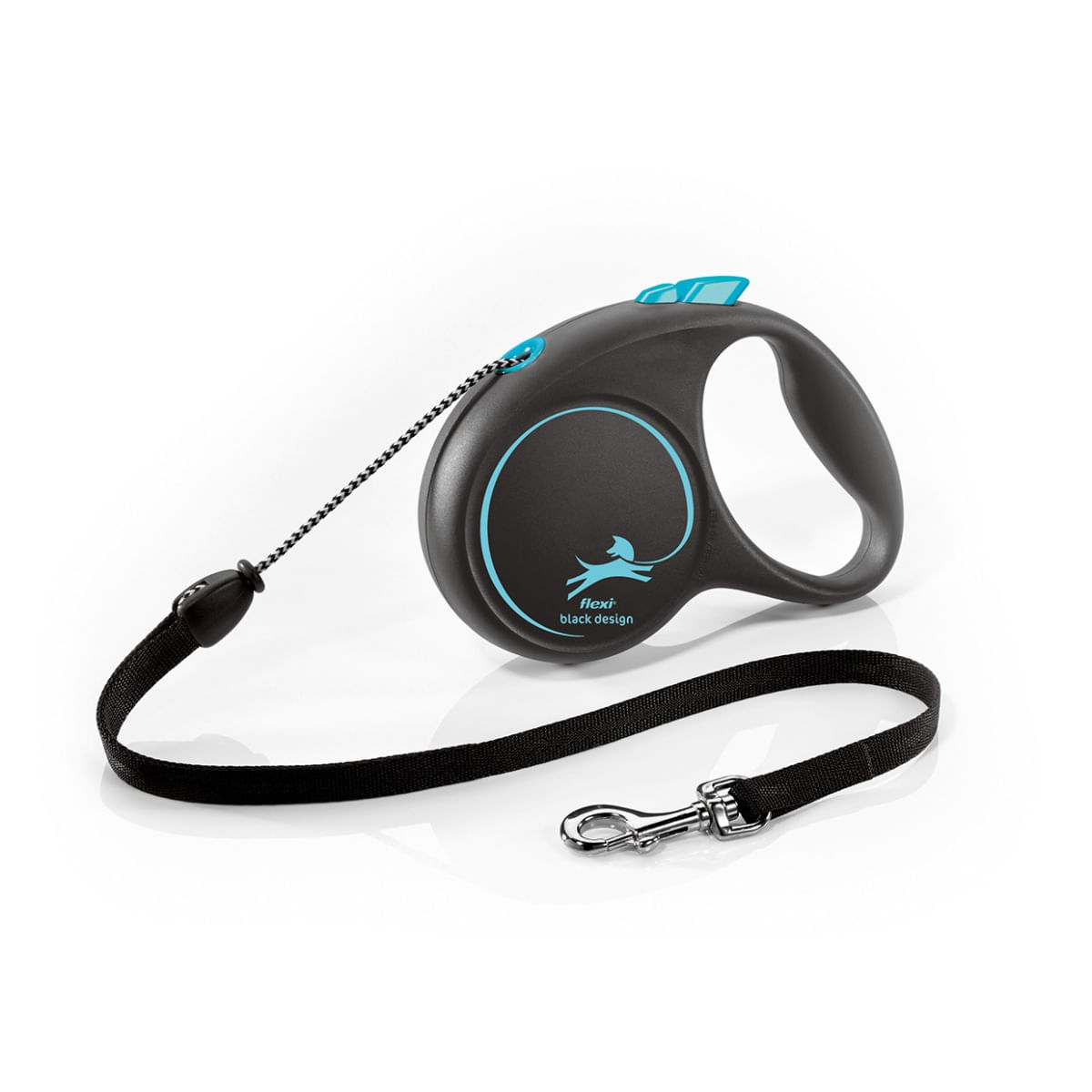 FLEXI Black Design, lesă șnur retractabilă câini, poliester, albastru, M(20kg, 5m) - poza 2