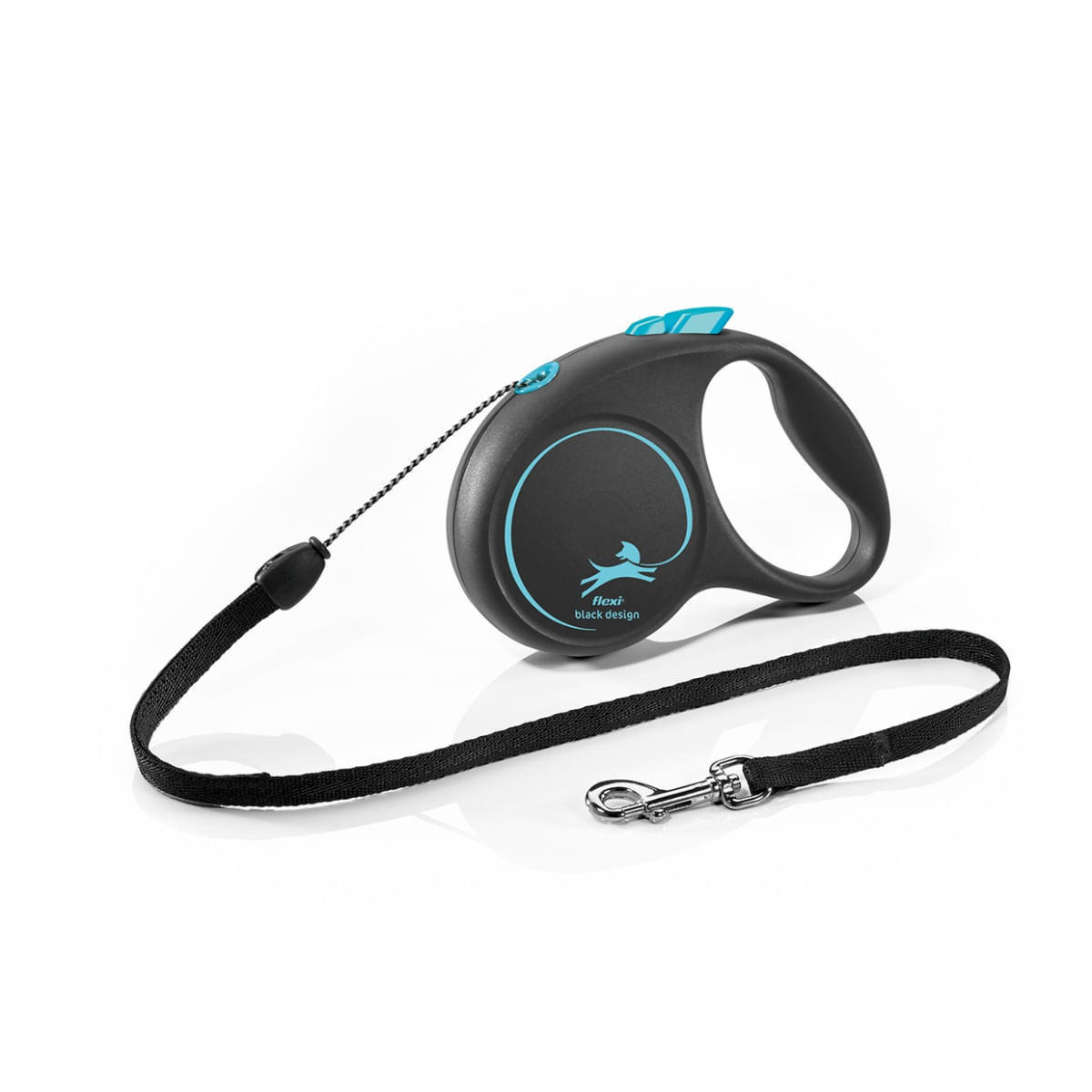 FLEXI Black Design, lesă șnur retractabilă câini, poliester, albastru, S(12kg, 5m) - poza 2