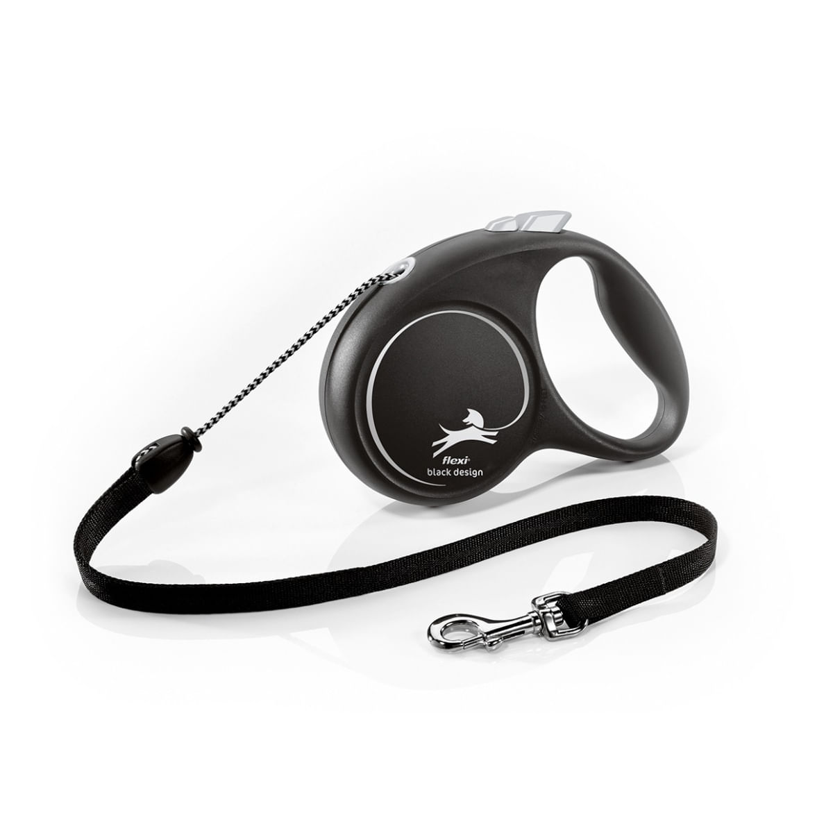 FLEXI Black Design, lesă șnur retractabilă câini, poliester, argintiu, M(20kg, 5m) - poza 1