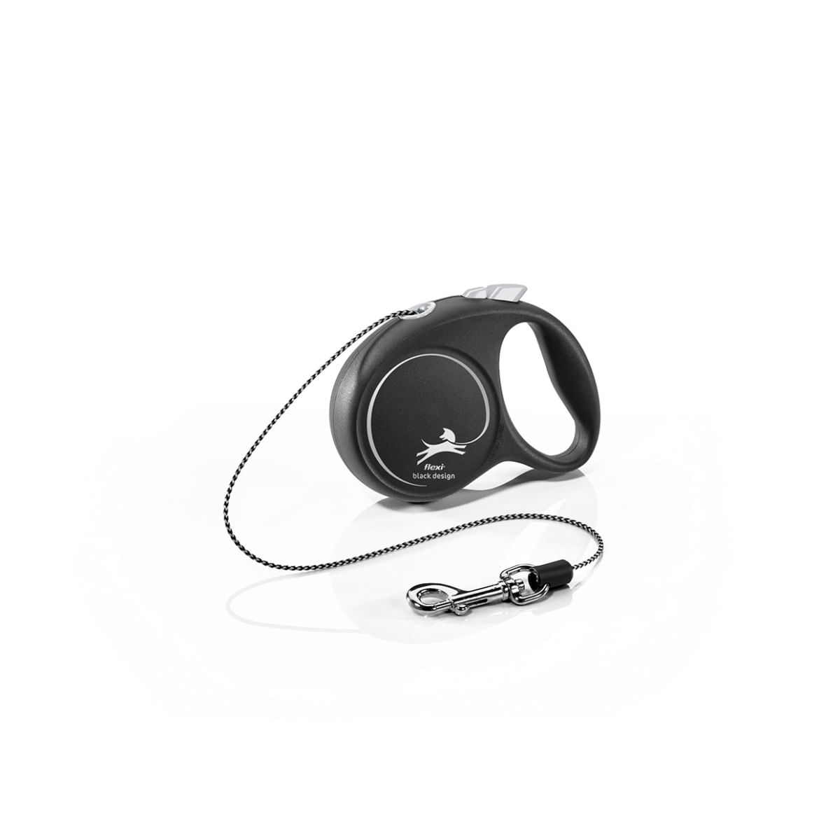FLEXI Black Design, lesă șnur retractabilă câini, poliester, argintiu, XS(8kg, 3m) - poza 2