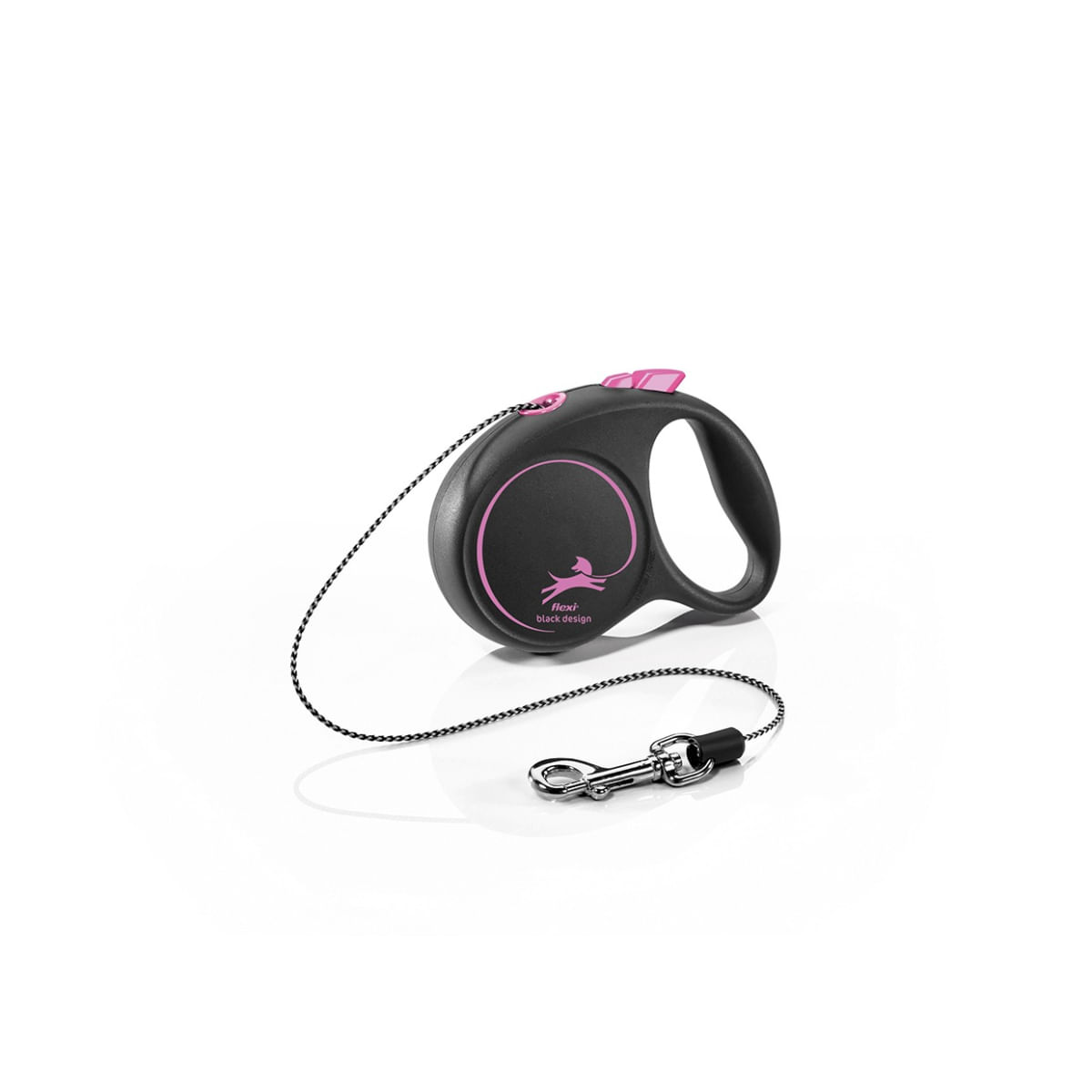 FLEXI Black Design, lesă șnur retractabilă câini, poliester, roz, XS(8kg, 3m) - poza 1