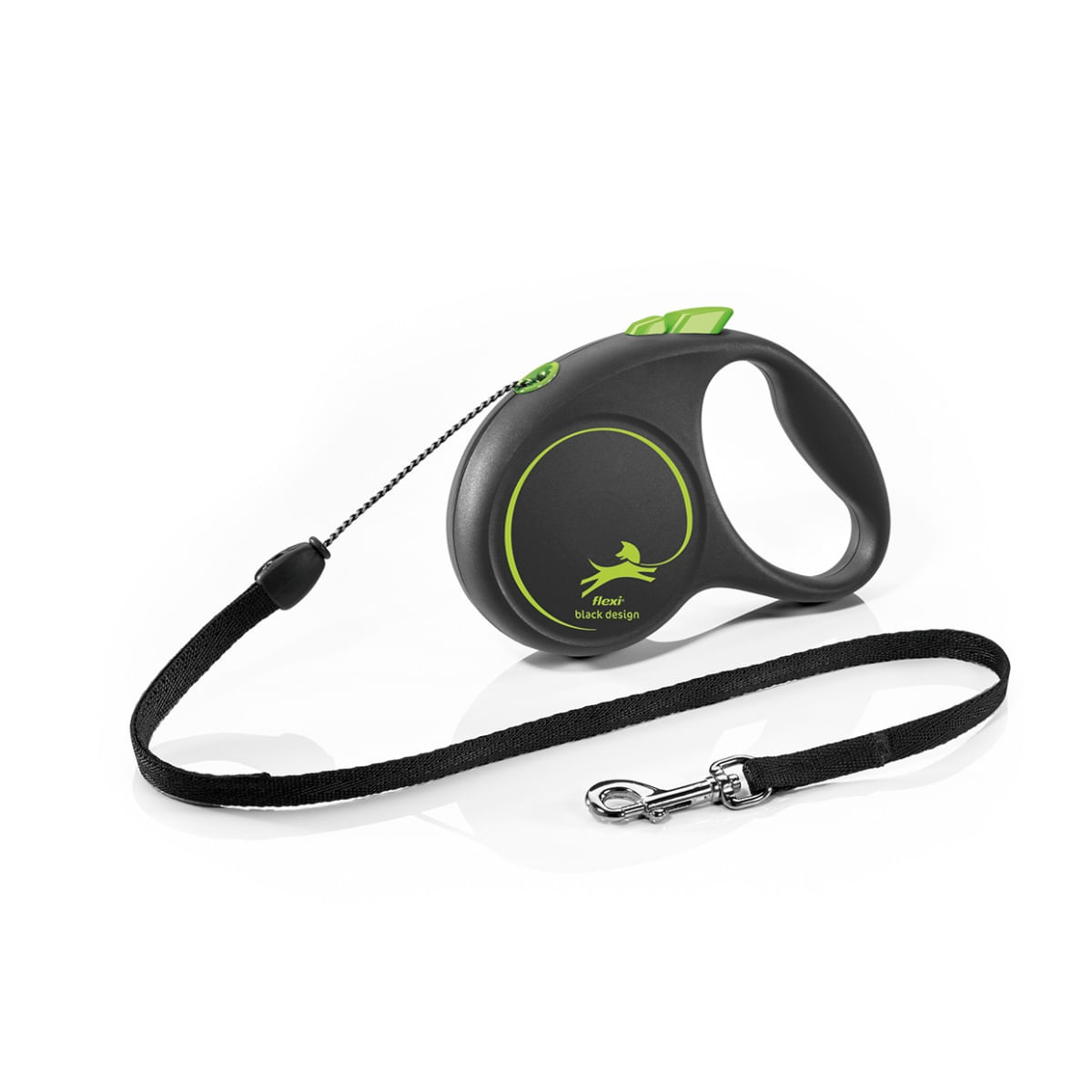 FLEXI Black Design, lesă șnur retractabilă câini, poliester, verde, S(12kg, 5m) - poza 2