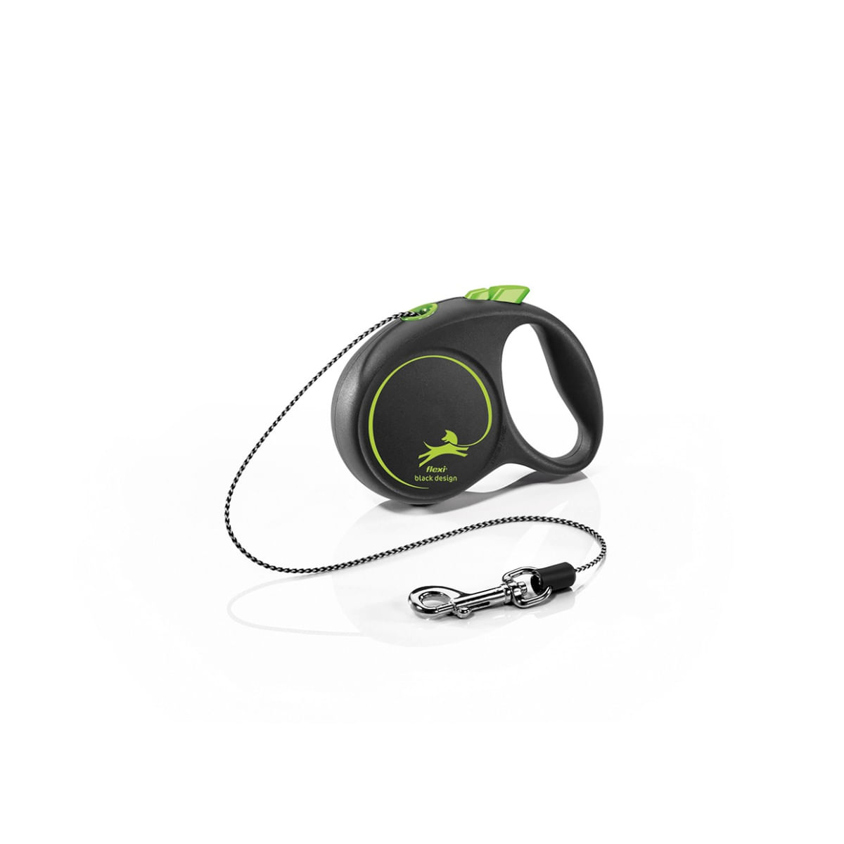 FLEXI Black Design, lesă șnur retractabilă câini, poliester, verde, XS(8kg, 3m) - poza 2