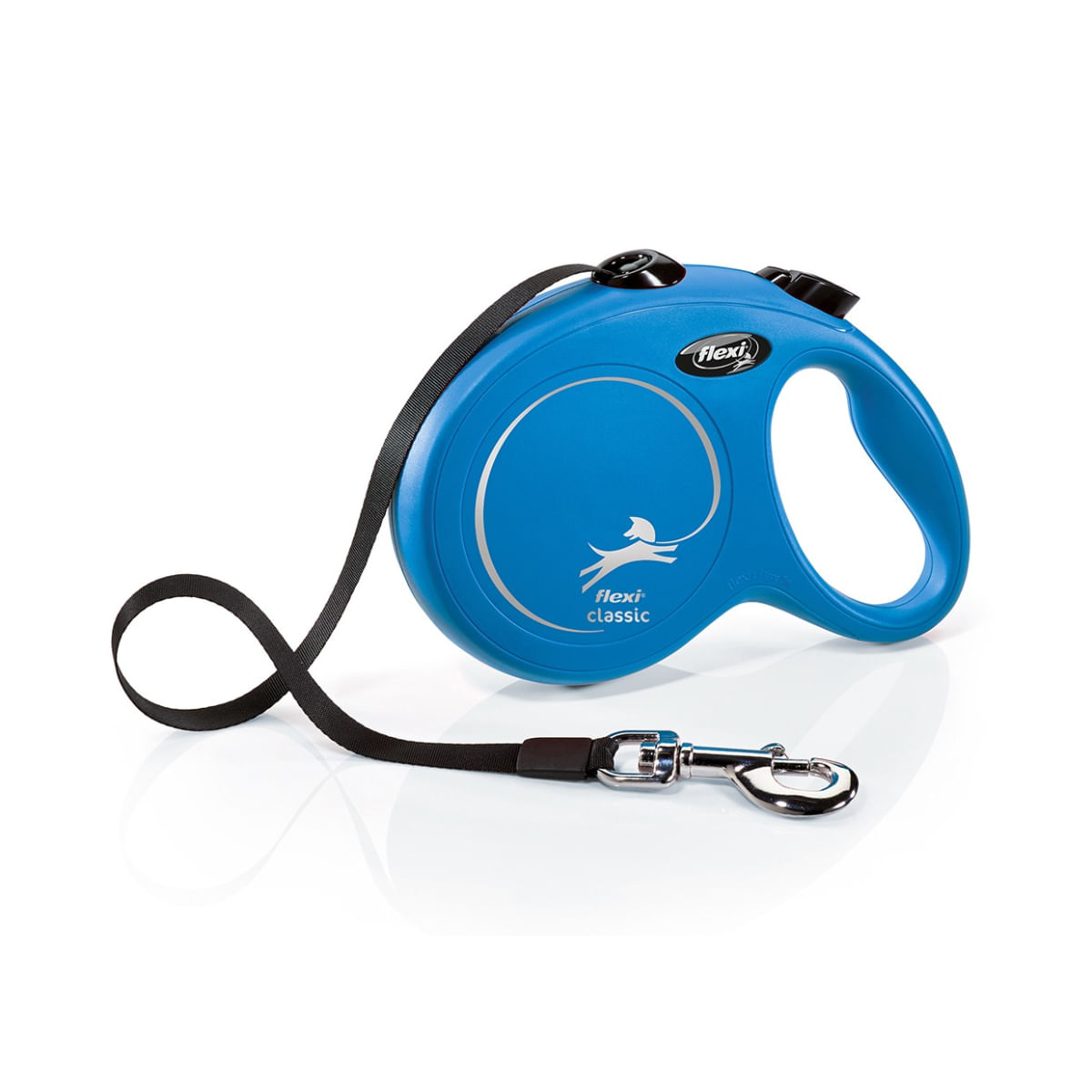 FLEXI Classic, lesă bandă retractabilă câini, nylon, albastru, L(50kg, 5m) - poza 1