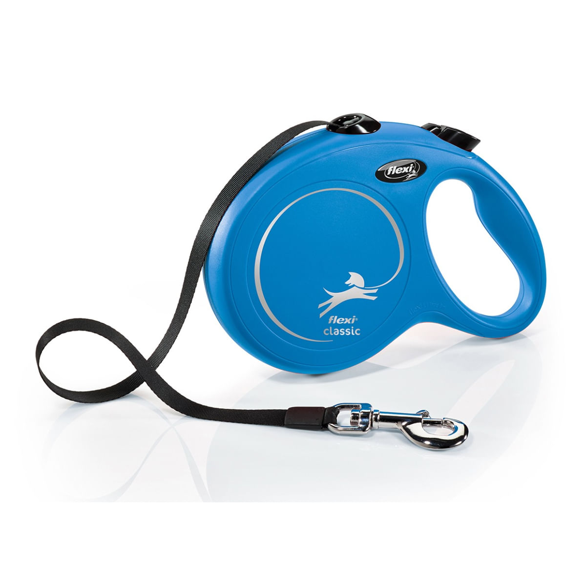 FLEXI Classic, lesă bandă retractabilă câini, nylon, albastru, L(50kg, 8m) - poza 1