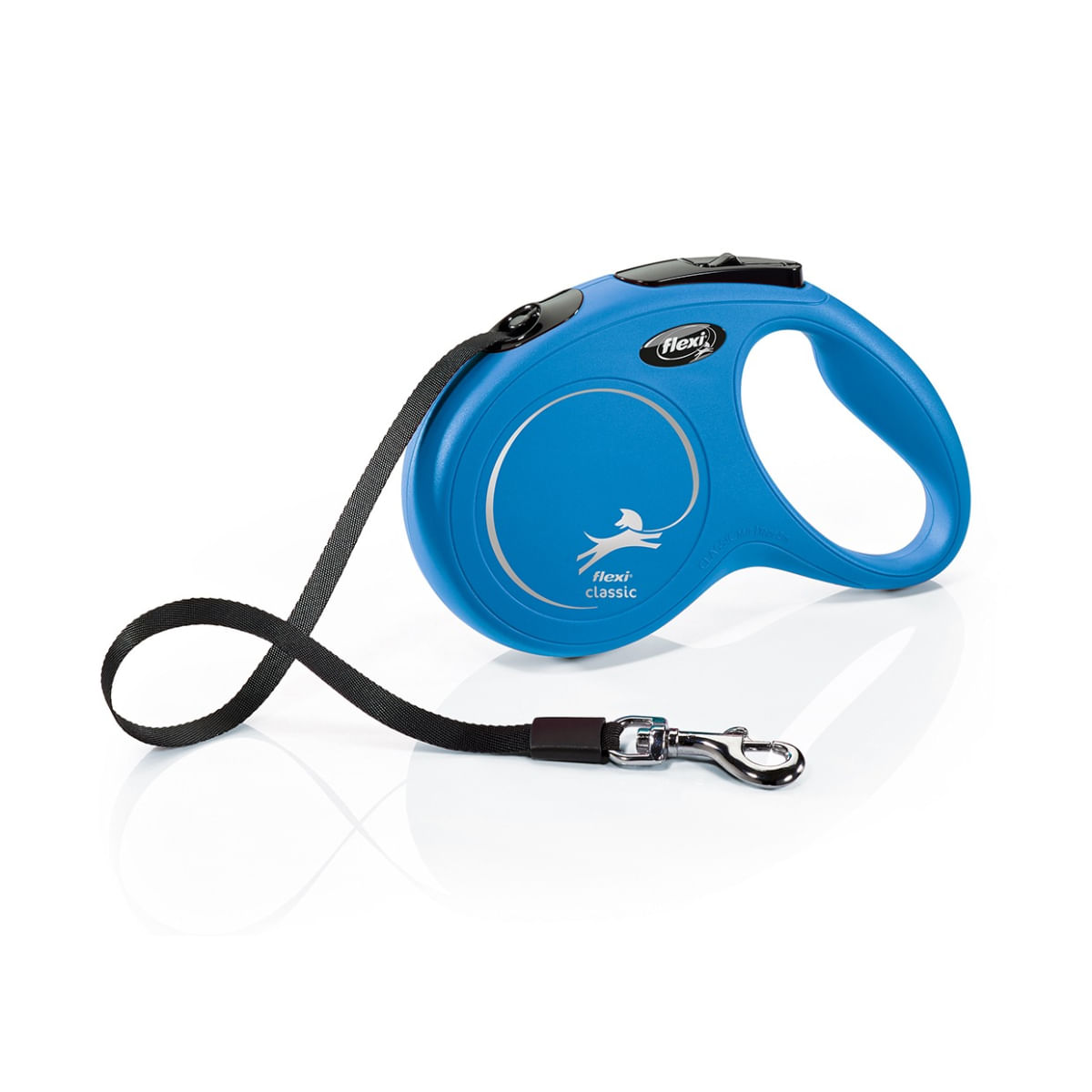 FLEXI Classic, lesă bandă retractabilă câini, nylon, albastru, M(25kg, 5m) - poza 1