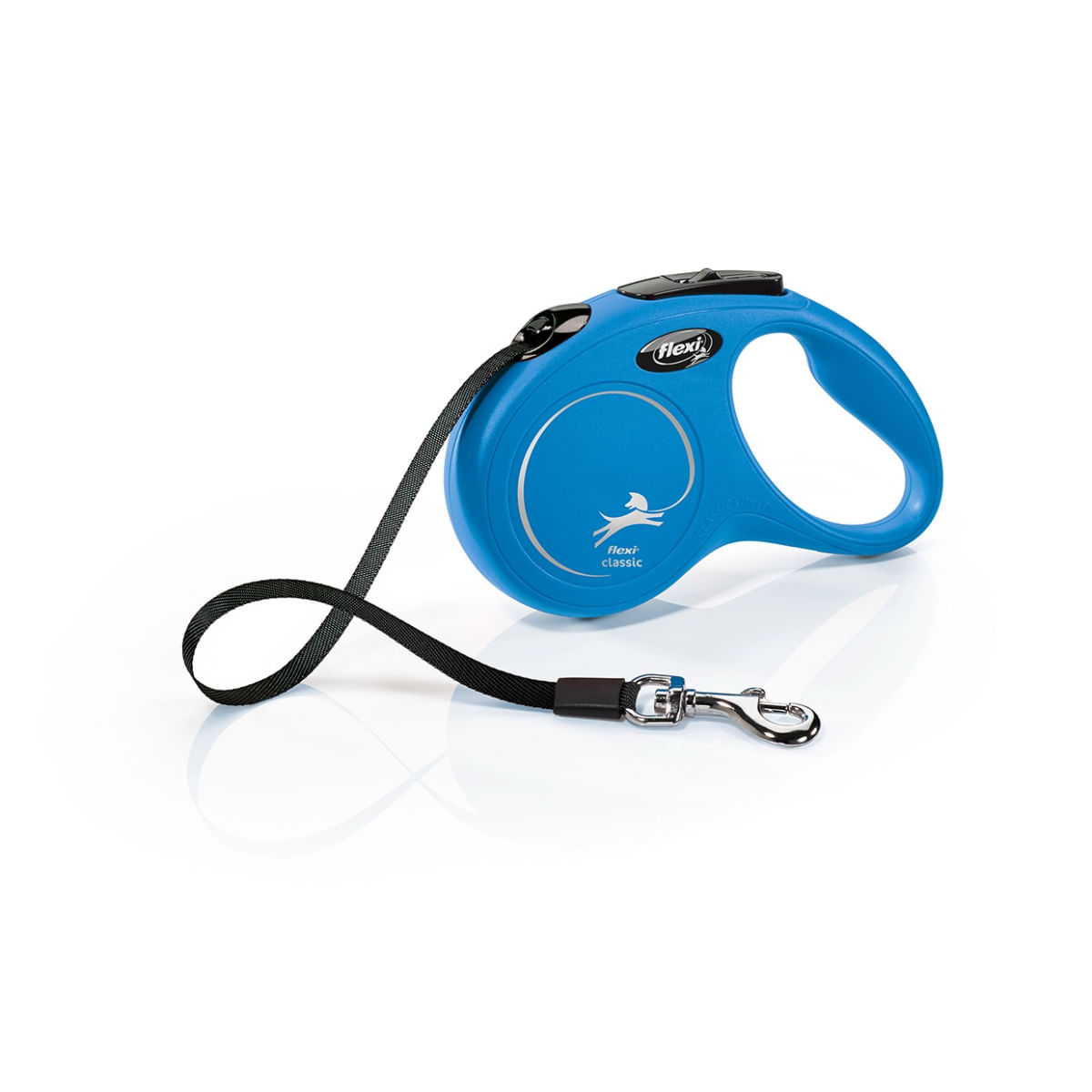 FLEXI Classic, lesă bandă retractabilă câini, nylon, albastru, S(15kg, 5m) - poza 2