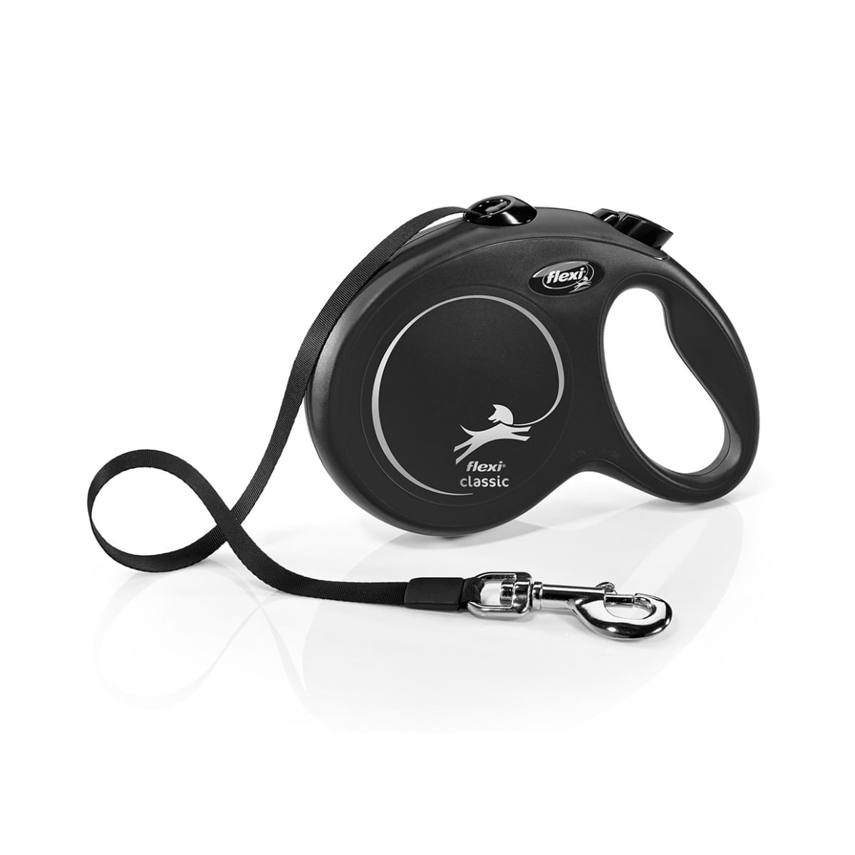 FLEXI Classic, lesă bandă retractabilă câini, nylon, negru, L(50kg, 5m) - poza 1