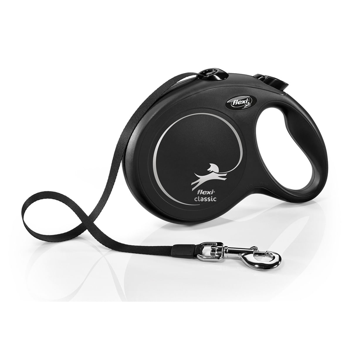 FLEXI Classic, lesă bandă retractabilă câini, nylon, negru, L(50kg, 8m) - poza 1