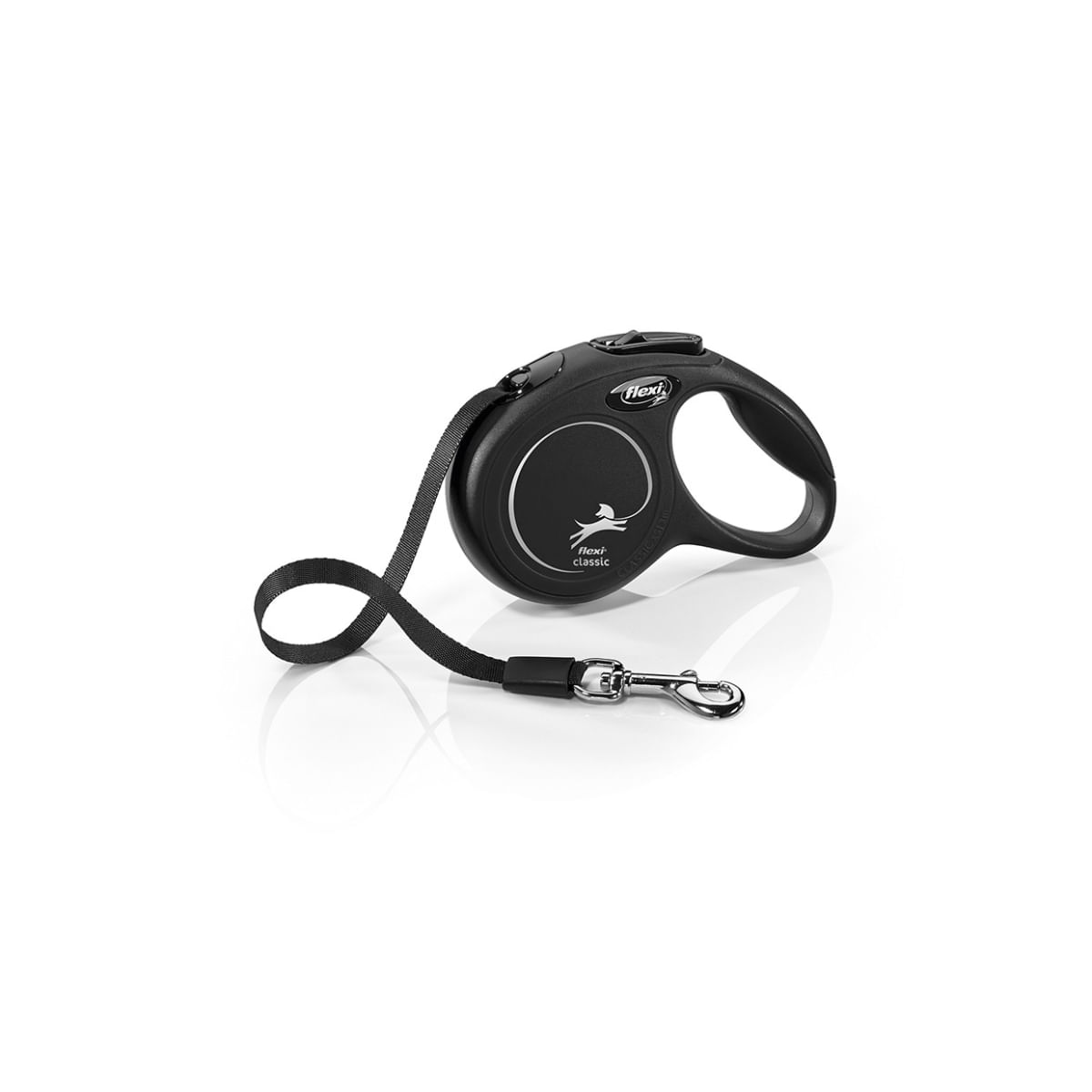 FLEXI Classic, lesă bandă retractabilă câini, nylon, negru, XS(12kg, 3m) - poza 2