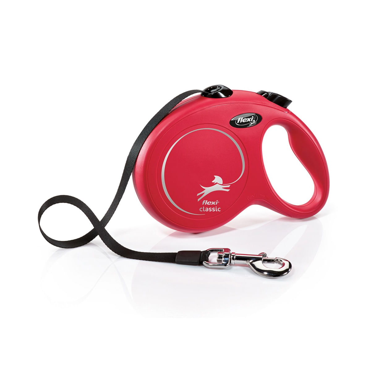 FLEXI Classic, lesă bandă retractabilă câini, nylon, roșu, L(50kg, 5m) - poza 1