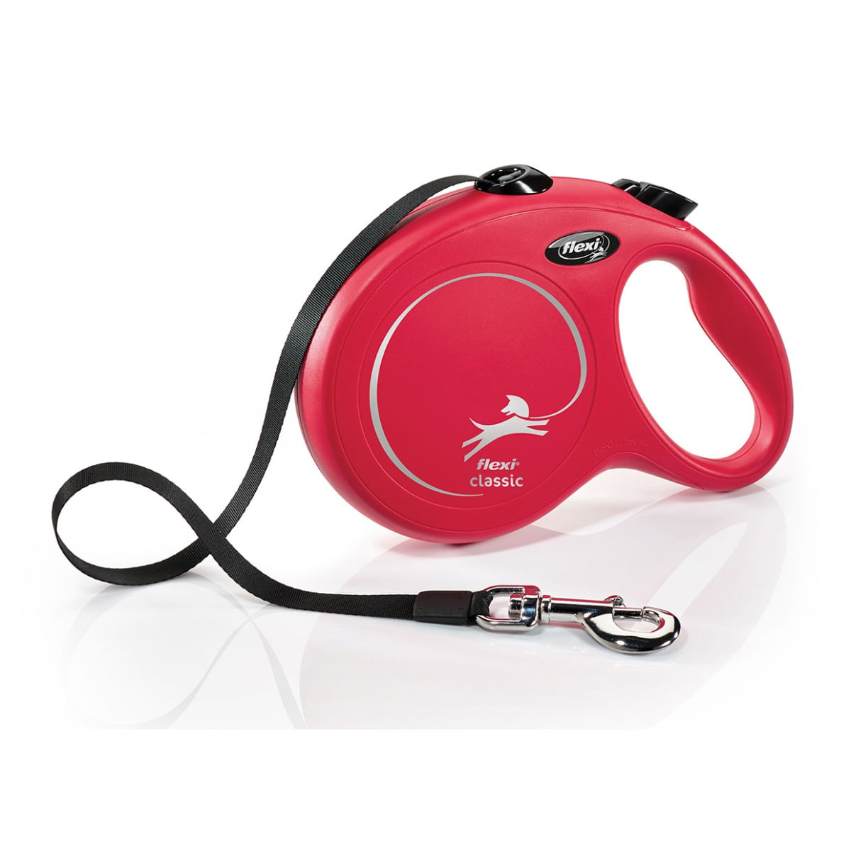 FLEXI Classic, lesă bandă retractabilă câini, nylon, roșu, L(50kg, 8m) - poza 1