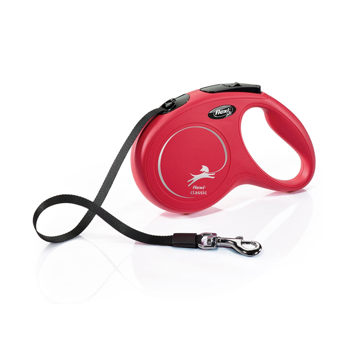 FLEXI Classic, lesă bandă retractabilă câini, nylon, roșu, M(25kg, 5m) - poza 1
