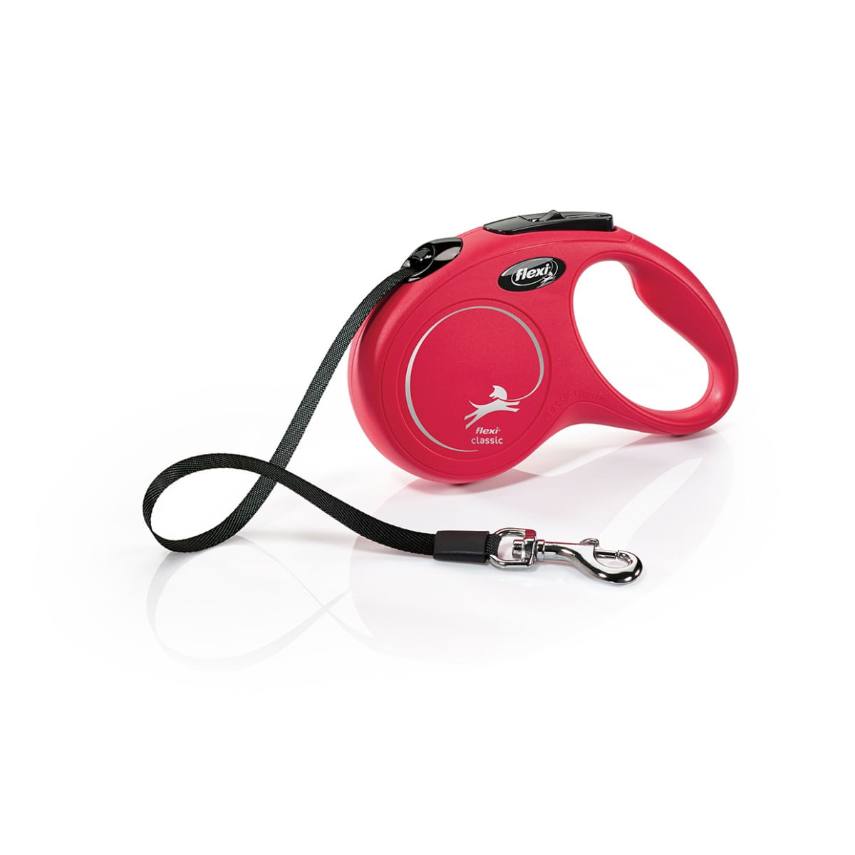 FLEXI Classic, lesă bandă retractabilă câini, nylon, roșu, S(15kg, 5m) - poza 2