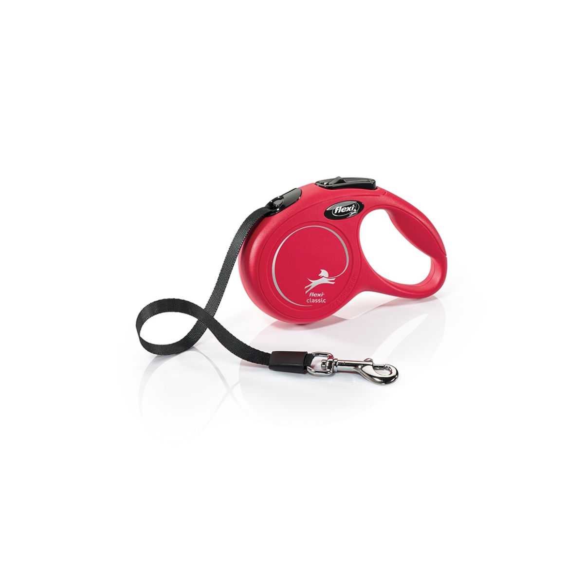 FLEXI Classic, lesă bandă retractabilă câini, nylon, roșu, XS(12kg, 3m) - poza 1