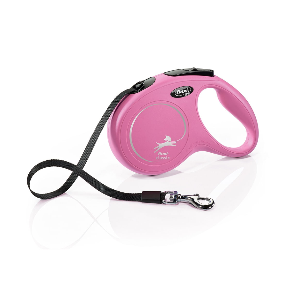 FLEXI Classic, lesă bandă retractabilă câini, nylon, roz, M(25kg, 5m) - poza 2