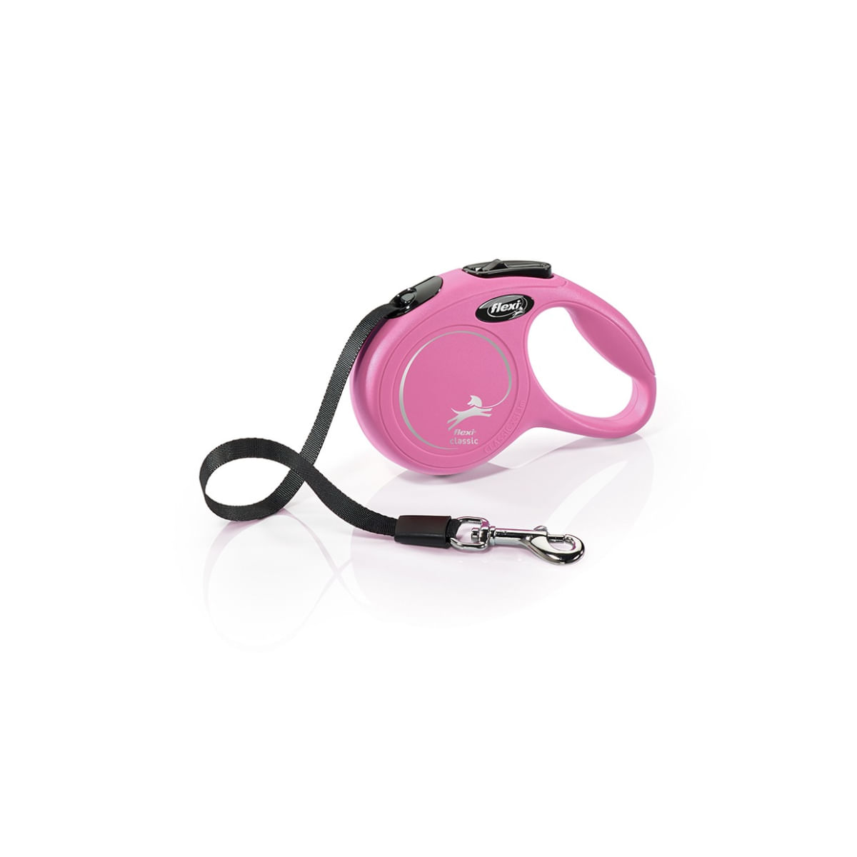 FLEXI Classic, lesă bandă retractabilă câini, nylon, roz, XS(12kg, 3m) - poza 1