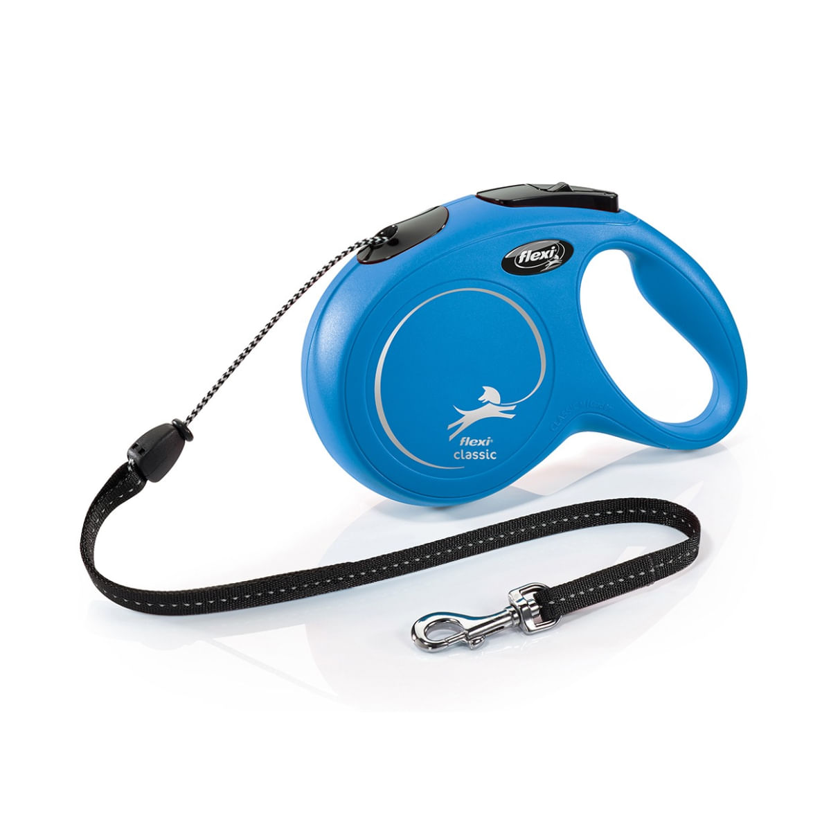 FLEXI Classic, lesă șnur retractabilă câini, reflectorizant, poliester, albastru, M(20kg, 8m) - poza 2