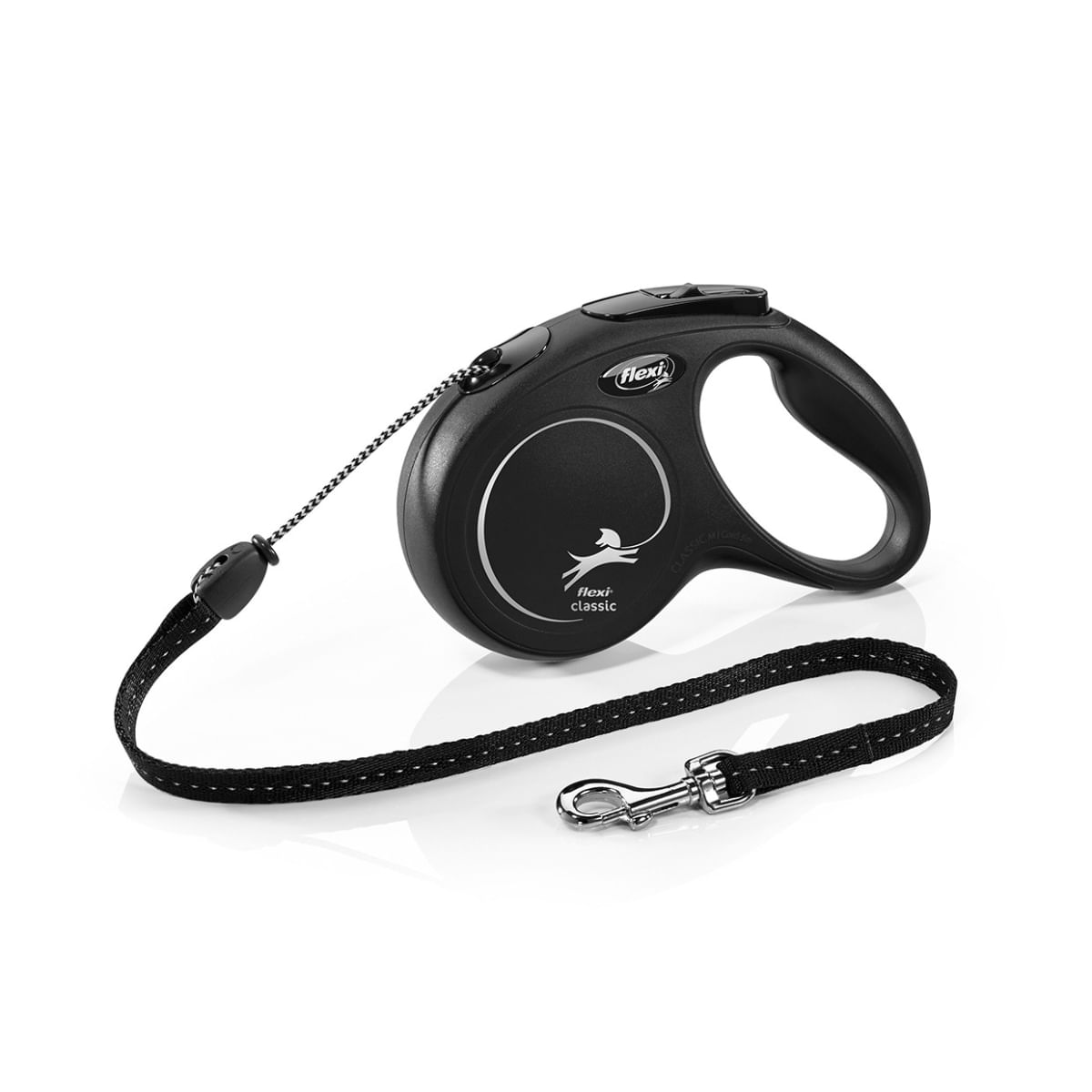 FLEXI Classic, lesă șnur retractabilă câini, reflectorizant, poliester, negru, M(20kg, 5m) - poza 2